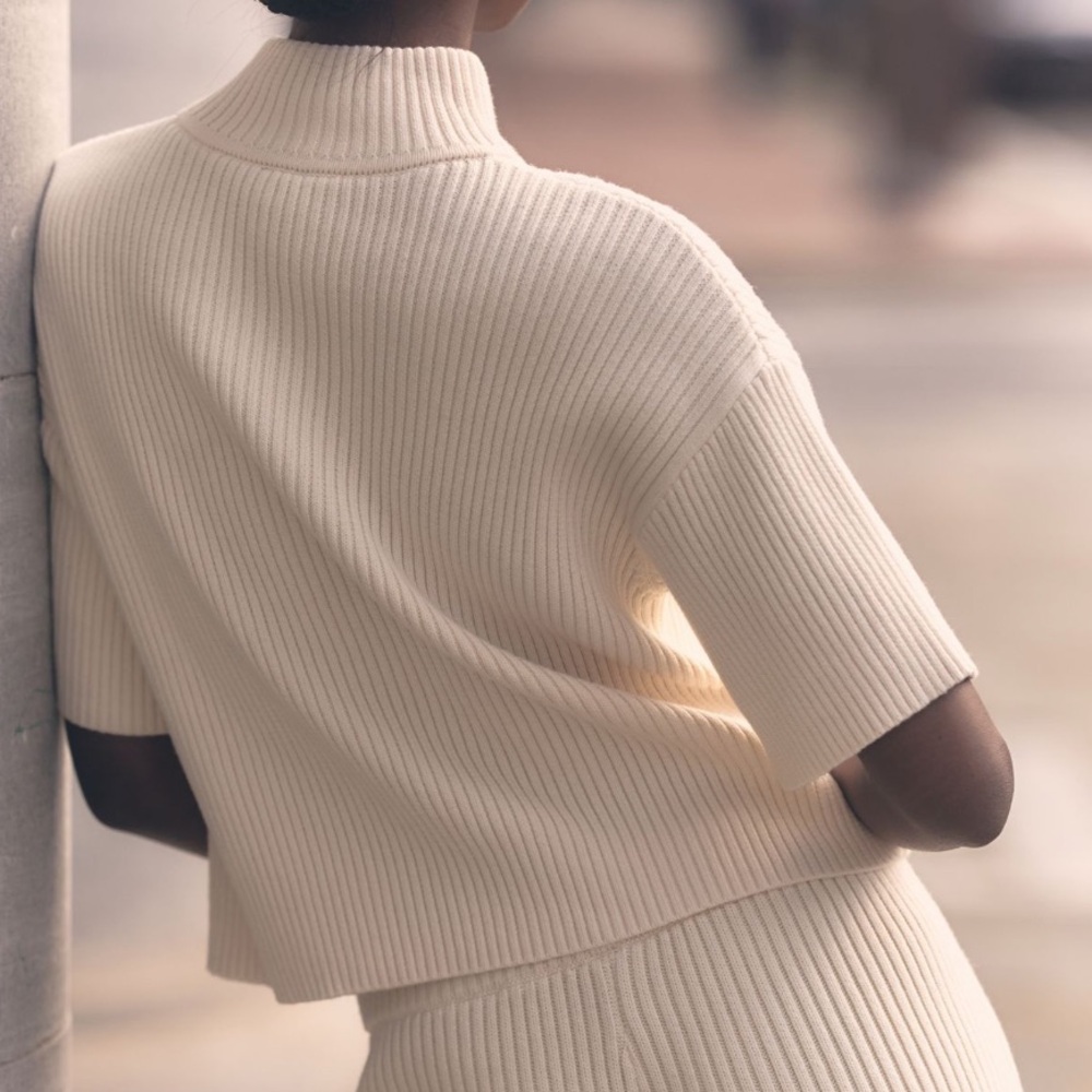 Anthropologie Sweaty Betty Short-Sleeve Retreat Rib Sweater - Picture 3 of 3